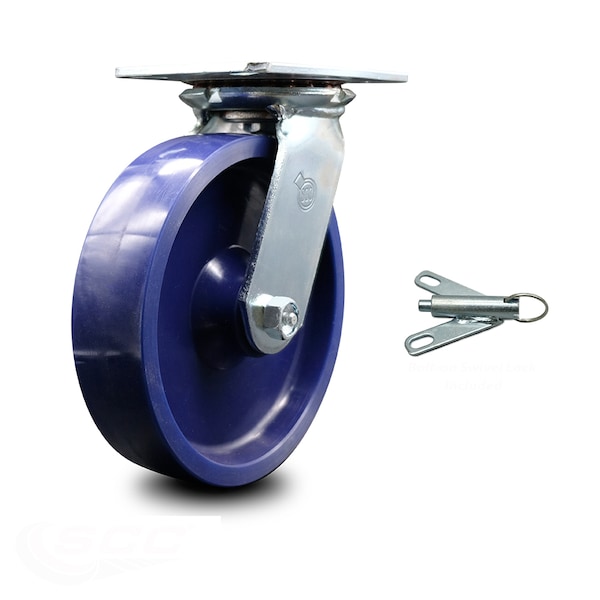 8 Inch Heavy Duty Solid Poly Caster with Ball Bearing and Swivel Lock SCC